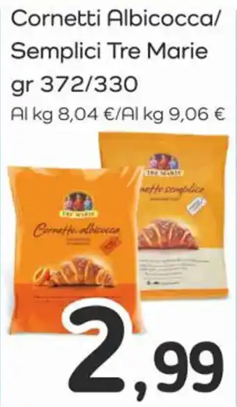 Famila Superstore Cornetti Albicocca/Semplici Tre Marie gr 372/330 offerta