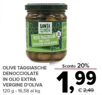 Todis OLIVE TAGGIASCHE DENOCCIOLATE IN OLIO EXTRA VERGINE D'OLIVA 120 g offerta