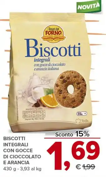 Todis BISCOTTI INTEGRALI CON GOCCE DI CIOCCOLATO E ARANCIA 430 g offerta
