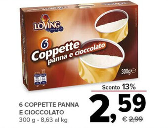 Todis 6 COPPETTE PANNA E CIOCCOLATO 300 g offerta