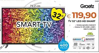 Todis Graetz TV 32" LED HD SMART offerta