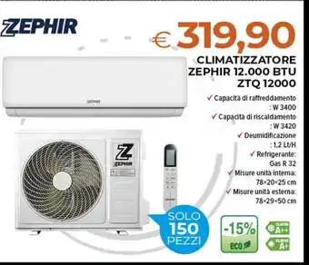 Todis ZEPHIR CLIMATIZZATORE ZEPHIR 12.000 BTU ZTQ 12000 offerta