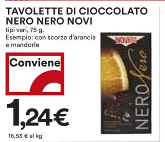 Coop TAVOLETTE DI CIOCCOLATO NERO NERO NOVI 75 g offerta