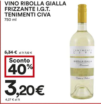 Coop VINO RIBOLLA GIALLA FRIZZANTE I.G.T. TENIMENTI CIVA 750 ml offerta