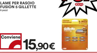 Coop LAME PER RASOIO FUSION 5 GILLETTE 6 pezzi offerta