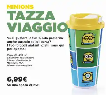 Famila Superstore MINIONS TAZZA VIAGGIO cm 9,5x18 offerta