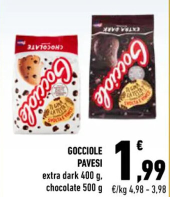 Conad City GOCCIOLE PAVESI extra dark 400 g, chocolate 500 g offerta