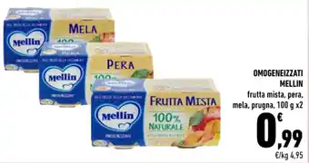 Conad City OMOGENEIZZATI MELLIN frutta mista 100 g x2 offerta