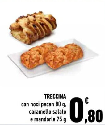 Conad City TRECCINA con noci pecan 80 g, caramello salato e mandorle 75 g offerta