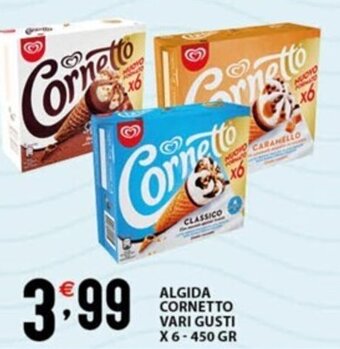 Sisa ALGIDA CORNETTO VARI GUSTI X 6 - 450 GR offerta