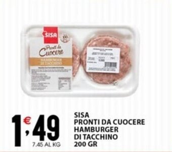 Sisa SISA PRONTI DA CUOCERE HAMBURGER DI TACCHINO 200 GR offerta
