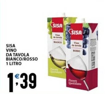 Sisa SISA VINO DA TAVOLA BIANCO/ROSSO 1 LITRO offerta