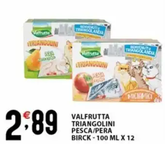 Sisa VALFRUTTA TRIANGOLINI PESCA/PERA BIRCK-100 ML X 12 offerta