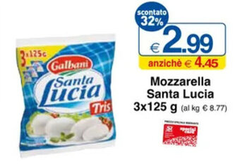 Sì con te Mozzarella Santa Lucia 3x125 g offerta
