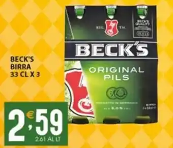 Sisa BECK'S BIRRA 33 CL X 3 offerta