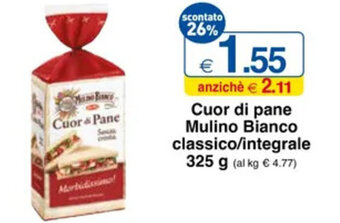Sì con te Cuor di pane Mulino Bianco classico/integrale 325 g offerta