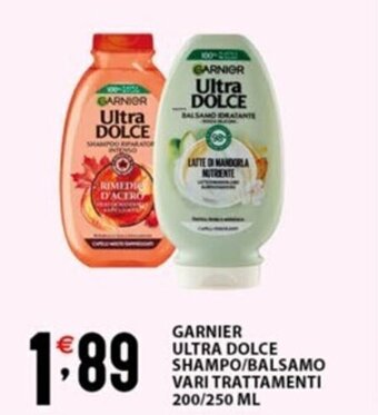GARNIER ULTRA DOLCE SHAMPO/BALSAMO VARI TRATTAMENTI 200/250 ML