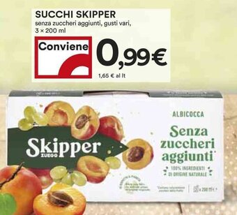 Coop SUCCHI SKIPPER senza zuccheri aggiunti, gusti vari, 3 x 200 ml offerta
