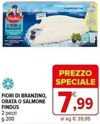 Iperal FIORI DI BRANZINO, ORATA O SALMONE FINDUS 2 pezzi g 200 offerta