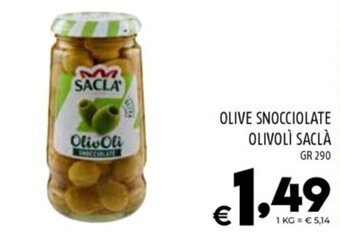 Il Centesimo OLIVE SNOCCIOLATE OLIVOLÌ SACLÀ GR 290 offerta