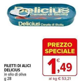 Iperal FILETTI DI ALICI DELICIUS in olio di oliva g 28 offerta