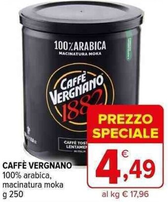 Iperal CAFFÈ VERGNANO 100% arabica, macinatura moka g 250 offerta