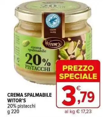 Iperal CREMA SPALMABILE WITOR'S 20% pistacchi g 220 offerta