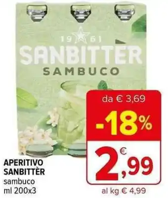 Iperal APERITIVO SANBITTER sambuco ml 200x3 offerta