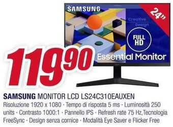 Trony SAMSUNG MONITOR LCD LS24C310EAUXEN offerta