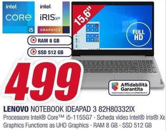 Trony LENOVO NOTEBOOK IDEAPAD 3 82H803321X offerta