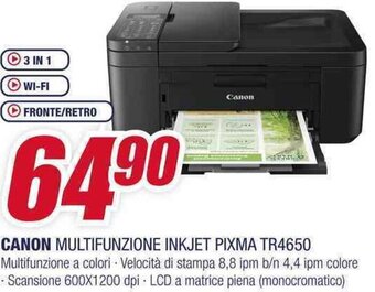 Trony CANON MULTIFUNZIONE INKJET PIXMA TR4650 offerta