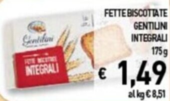 Iper La Spesa FETTE BISCOTTATE GENTILINI INTEGRALI 175g offerta