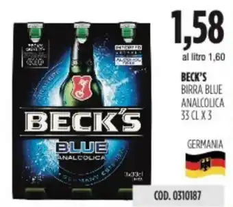 Carico Cash & Carry BECK'S BIRRA BLUE ANALCOLICA 33 CL X 3 offerta
