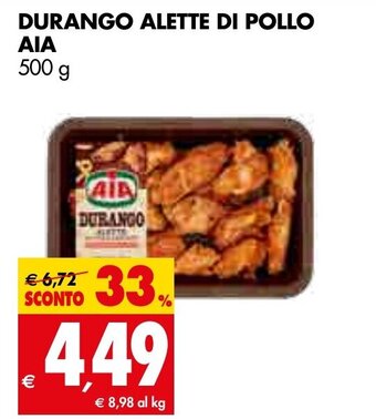 Tigros DURANGO ALETTE DI POLLO AIA 500 g offerta