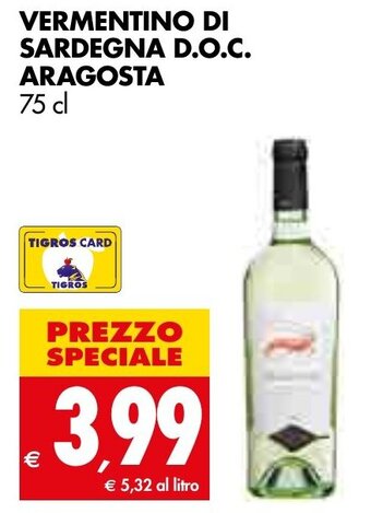 VERMENTINO DI SARDEGNA D.O.C. ARAGOSTA 75 cl
