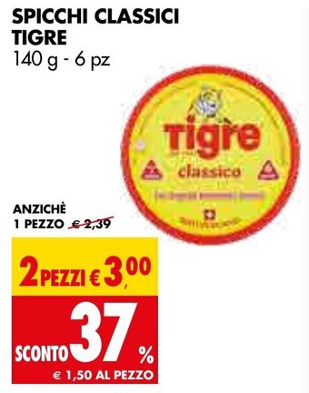 Tigros SPICCHI CLASSICI TIGRE 140 g - 6 pz offerta