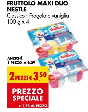 Tigros FRUTTOLO MAXI DUO NESTLE Classico - Fragola e vaniglia 100 g x 4 offerta