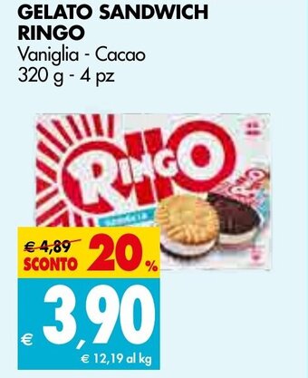 Tigros GELATO SANDWICH RINGO Vaniglia - Cacao 320 g - 4 pz offerta