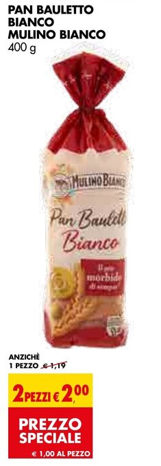 Tigros PAN BAULETTO BIANCO MULINO BIANCO 400 g offerta