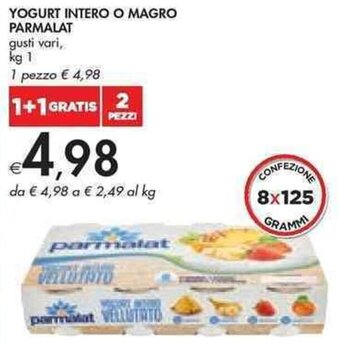 Bennet YOGURT INTERO O MAGRO PARMALAT kg 1 offerta