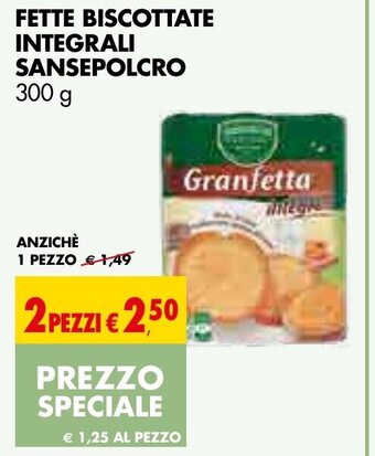 Tigros FETTE BISCOTTATE INTEGRALI SANSEPOLCRO 300 g offerta