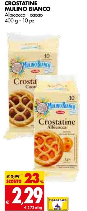 Tigros CROSTATINE MULINO BIANCO Albicocca - cacao 400 g - 10 pz offerta