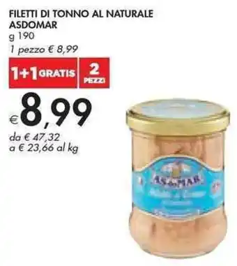 Bennet FILETTI DI TONNO AL NATURALE ASDOMAR g 190 offerta