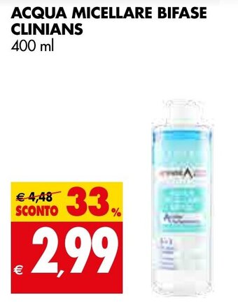 ACQUA MICELLARE BIFASE CLINIANS 400 ml
