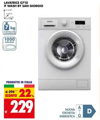 Tigros LAVATRICE G710 IT WASH BY SAN GIORGIO offerta