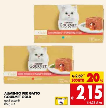 Tigros ALIMENTO PER GATTO GOURMET GOLD gusti assortiti 85 g x 4 offerta