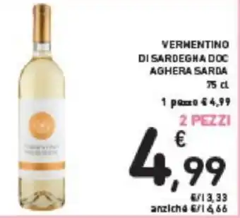Conad VERMENTINO DI SARDEGNA DOC AGHERA SARDA 75 cl offerta
