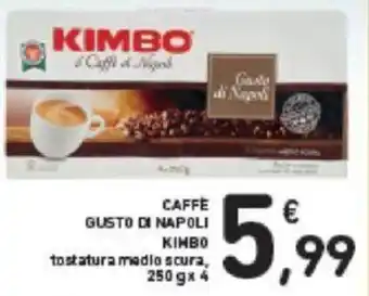 Conad CAFFÈ GUSTO DI NAPOLI KIMBO tostatura medio scura, 250 gx 4 offerta
