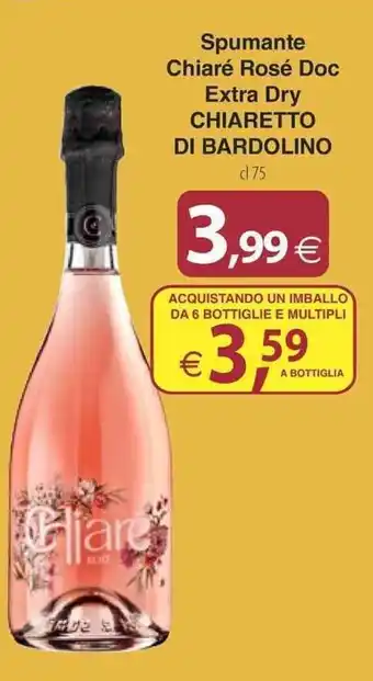 Docks Cash&Carry Spumante Chiaré Rosé Doc Extra Dry CHIARETTO DI BARDOLINO cl 75 offerta