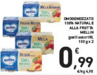 Conad OMOGENEIZZATO 100% NATURALE ALLA FRUTTA MELLIN 100 g x 2 offerta
